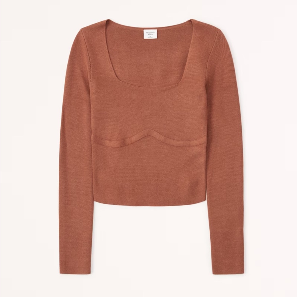 Abercrombie Long-Sleeve Portrait Neck Corset Top